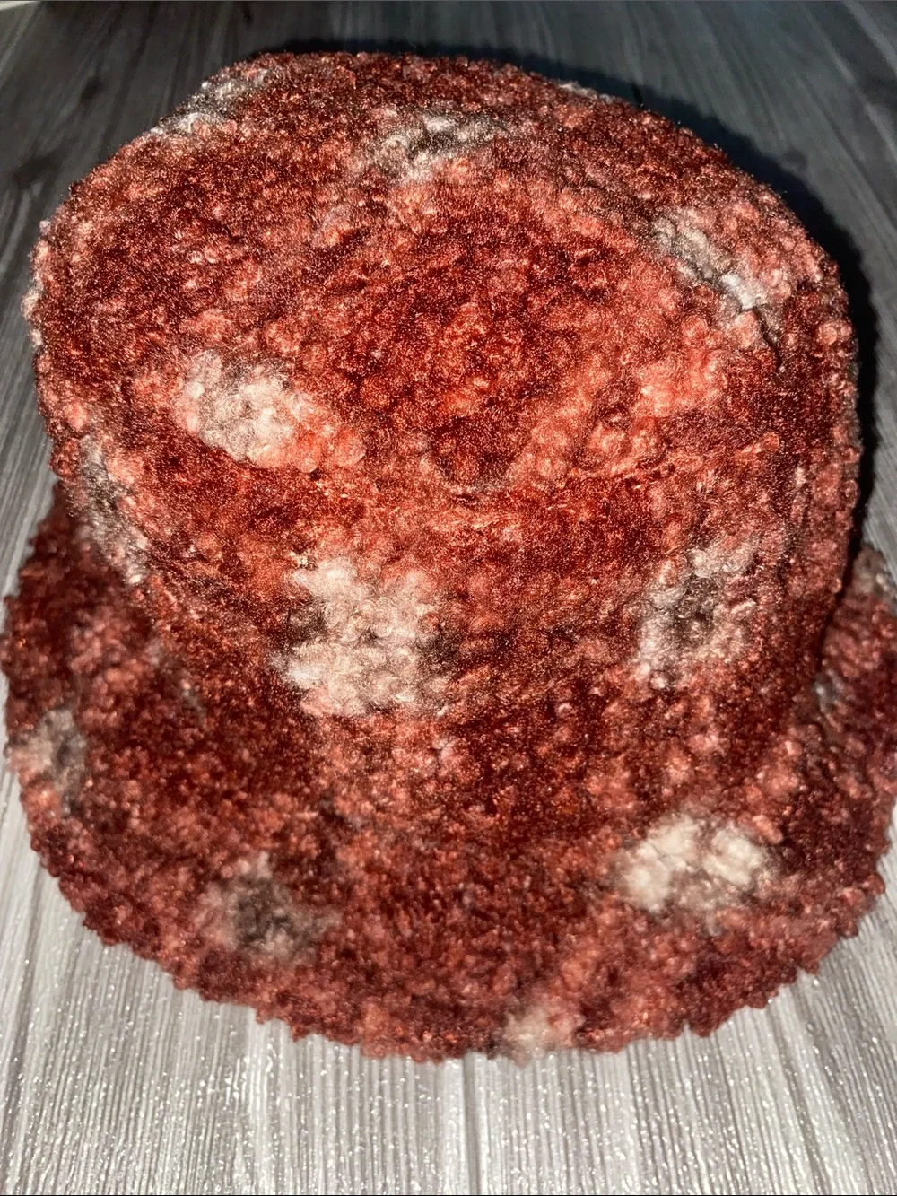 Steve Madden Rust Brown Textured Bucket Hat with Cream Accents
